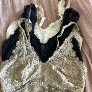 Lace Bralettes Neutral Set of 3